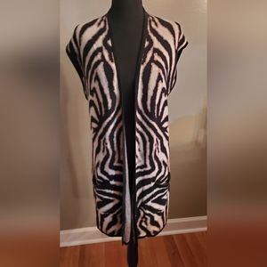 Chicos Open Front Sweater Vest Cardigan with pockets Size 1 (Medium)